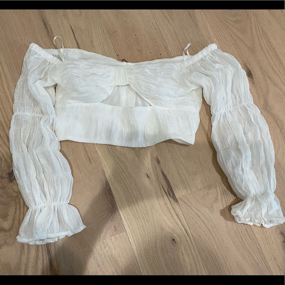 Worn once! Hello Molly Crop Top Off Shoulder with Zippered back